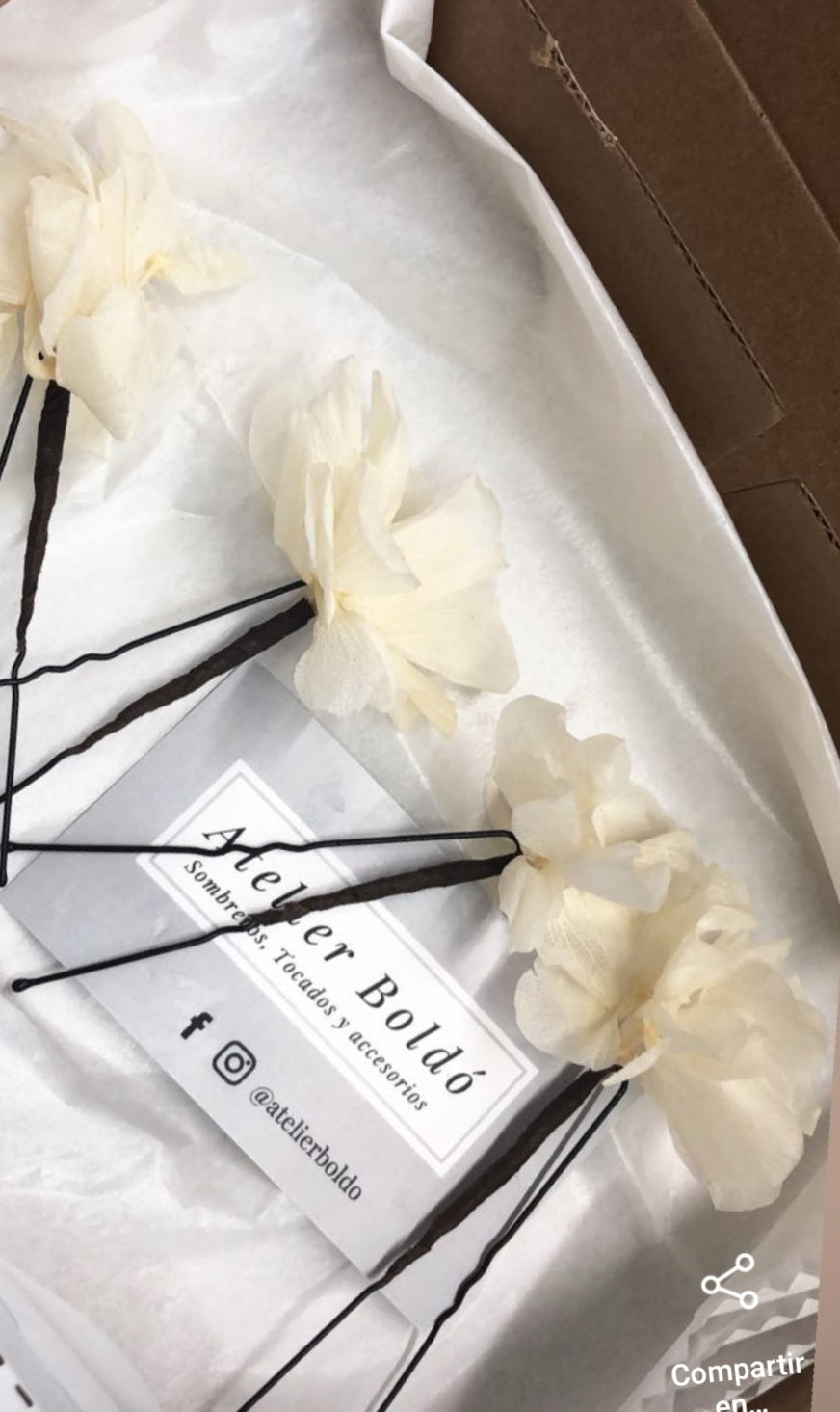 Set de 5 Pasadores de Hortensias Preservadas